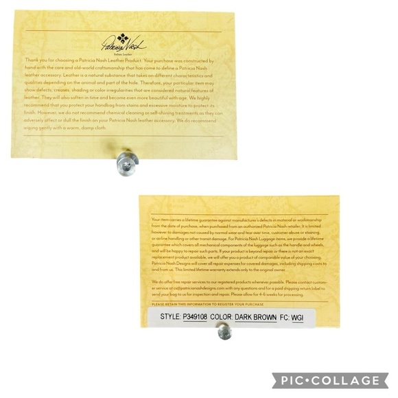 Patricia Nash Dark Brown Tooled 100% Leather Cassini Wristlet - Paisley Design - Picture 10 of 13